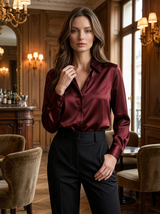 Women’s Satin Feel Long Sleeve Blouse