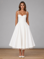 Vestido midi con corsé y falda completa para cóctel de mujer