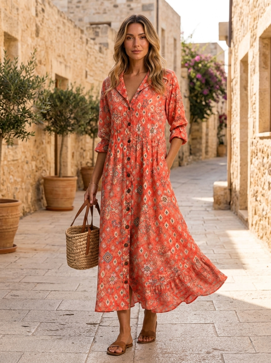 Vestido camisa estampado para mujer de verano