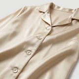Pyjama en satin de soie femme manches longues boutonné champagne