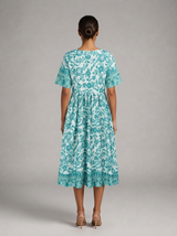 Floral V Neck Midi Dress Summer Women