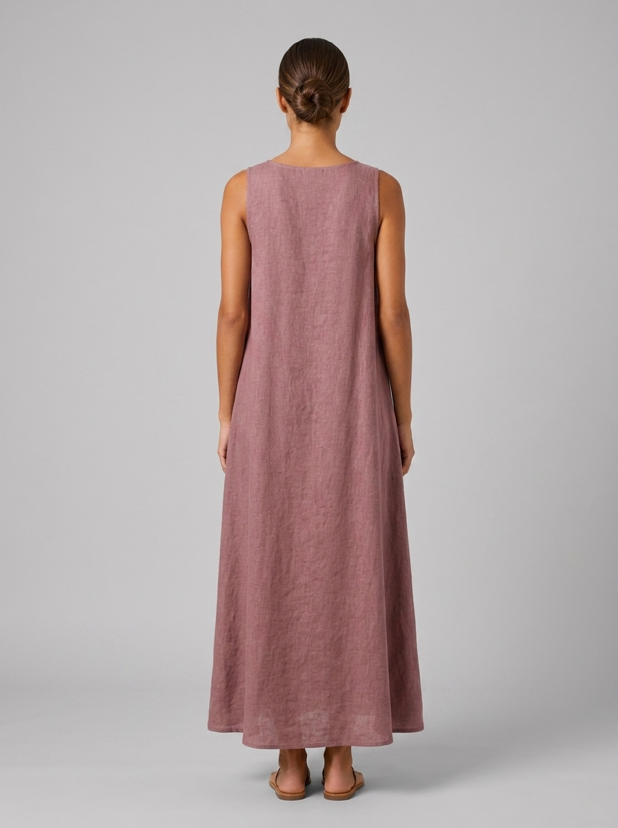 Vestido largo sin mangas línea A para mujer de verano