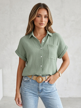 Women’s Textured Button Up Summer Shirt