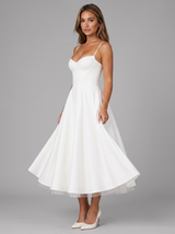 Vestido midi con corsé y falda completa para cóctel de mujer