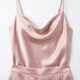 Spaghetti Strap Satin Pajama Set - Navy