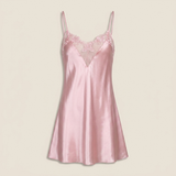 Spaghetti Strap Silk Lace Nightgown - Dusty Rose