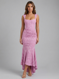 Floral Corset Asymmetric Maxi Dress Evening Women