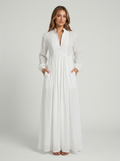 Lightweight Button Front Maxi Shirt Dress Summer Women
