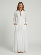 Lightweight Button Front Maxi Shirt Dress Summer Women