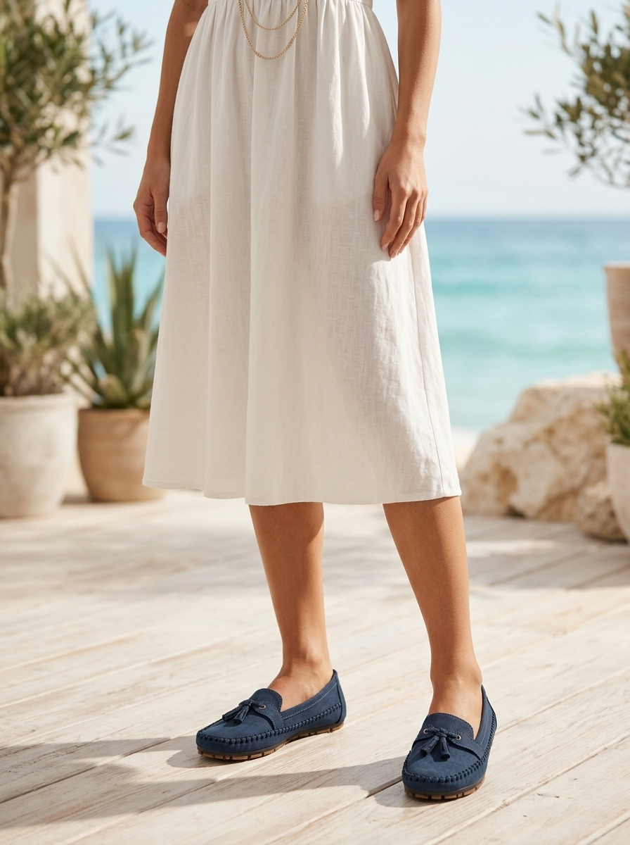Mocassins orthopédiques à pampilles pour femme