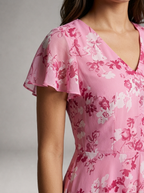 Robe longue effet chiffon fleurie pour été femme