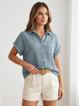 Women’s Textured Button Up Summer Shirt