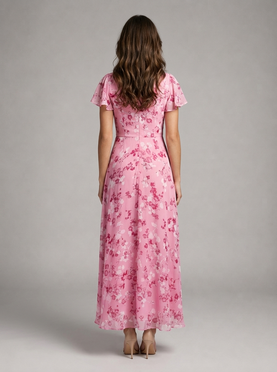 Robe longue effet chiffon fleurie pour été femme
