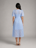 Vestido midi con mangas abullonadas para cóctel de mujer
