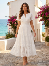 Cotton Blend Midi Dress Summer Women