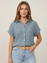 Women’s Textured Button Up Summer Shirt