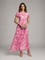 Robe longue effet chiffon fleurie pour été femme