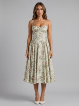 Floral Sweetheart Corset Midi Dress Cocktail Women