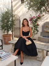 Vestido midi con corsé y falda completa para cóctel de mujer