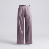 Pyjama en satin de soie femme manches longues boutonné violet gris