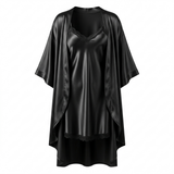 2-Piece Satin Chemise Nightgown & Robe Set - Pink
