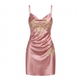 Floral Satin Slip Nightgown - Green