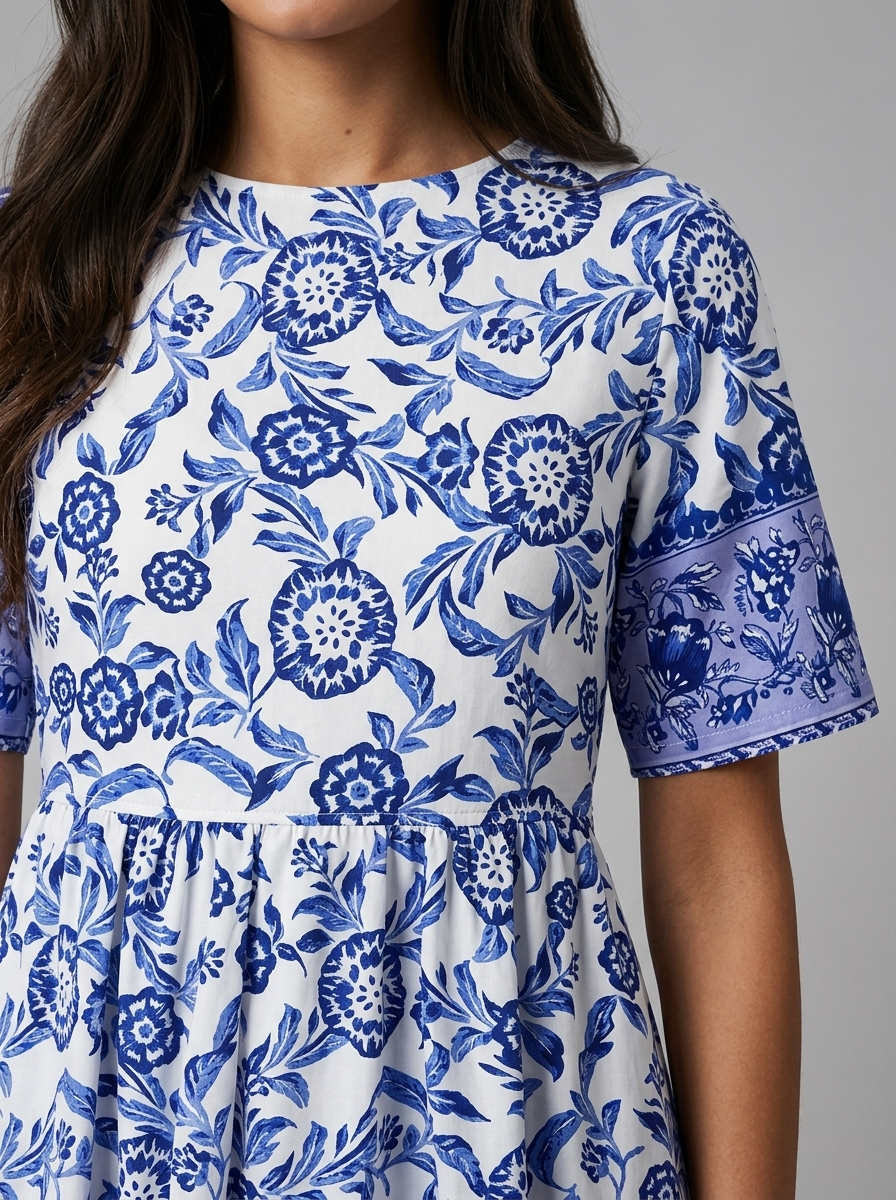 Floral V Neck Midi Dress Summer Women