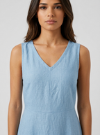 Vestido largo sin mangas línea A para mujer de verano