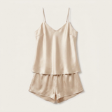 V-Neck Silk Cami Pajama Set - Soft Yellow