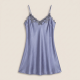 Spaghetti Strap Satin Lace Nightgown - Wine
