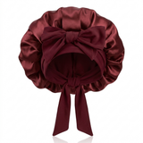 Bonnet en satin avec nœud - Noir