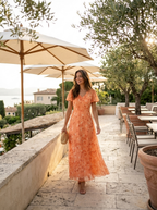 Robe longue effet chiffon fleurie pour été femme