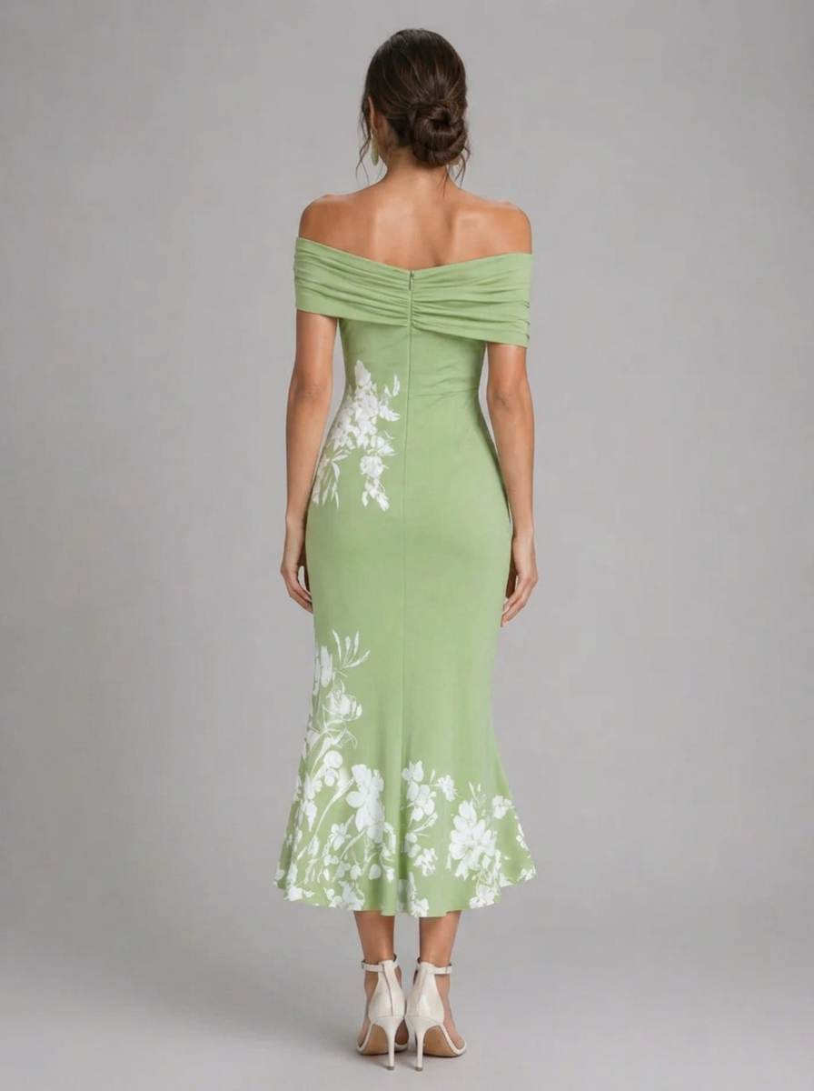 Floral Off Shoulder Midi Dress Summer Women
