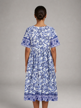 Floral V Neck Midi Dress Summer Women