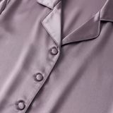 Pyjama en satin de soie femme manches longues boutonné violet gris
