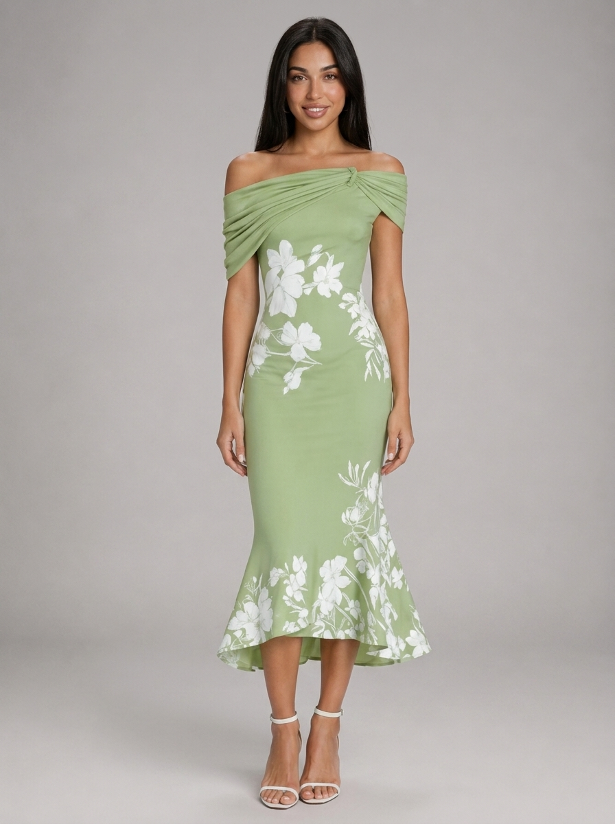 Floral Off Shoulder Midi Dress Summer Women
