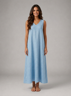 Vestido largo sin mangas línea A para mujer de verano