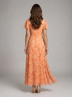 Robe longue effet chiffon fleurie pour été femme