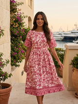 Floral V Neck Midi Dress Summer Women