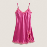 Spaghetti Strap Silk Lace Nightgown - Wine