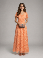 Robe longue effet chiffon fleurie pour été femme