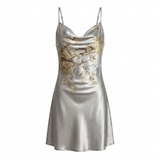 Floral Satin Slip Nightgown - Green