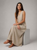 Robe longue sans manches coupe trapèze pour été femme