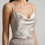 Spaghetti Strap Satin Pajama Set - Navy