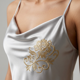 Floral Satin Slip Nightgown - Green
