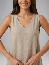Robe longue sans manches coupe trapèze pour été femme