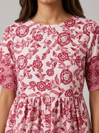 Floral V Neck Midi Dress Summer Women