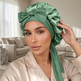 Bonnet en satin avec nœud - Noir