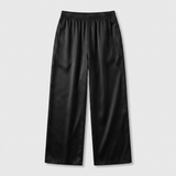 Pyjama en satin de soie femme manches longues boutonné noir