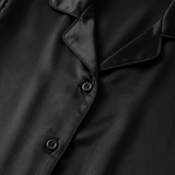 Pyjama en satin de soie femme manches longues boutonné noir